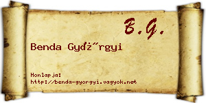 Benda Györgyi névjegykártya